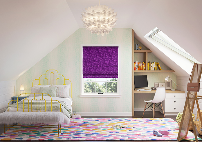 Caen Chenille, Purple - Motorised Roman Blind - Image 8